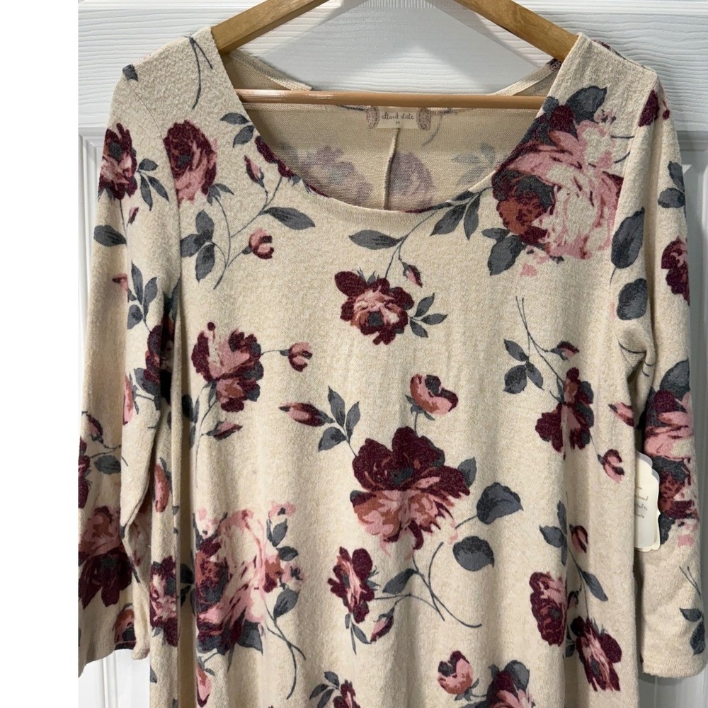 Altar'd State Floral Print Tunic Dress Vanilla Mauve 3/4 Sleeve Casual‎ Med. NWT